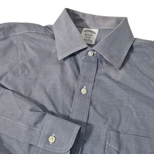 Brooks Brothers Regent Non Iron Mens Dress Shirt 16 32 Blue White Gingham Check